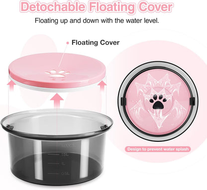 2L Dog Water Bowl No Spill, 70Oz Large Spill Proof Dog Water Bowl Reduce Refill, Slow Drinking Water Bowl anti Splash No Mess Pet Water Bowl for Vehicle/Outdoor/Indoor, Pink3