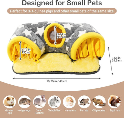 Avont Guinea Pig Tunnel, Small Animal Hideaway Tube Toy | Cozy Plush Tunnel for Guinea Pigs and Small Pets with Non-Slip Bottom and 2-In-1 Design in Medium Size Starry4