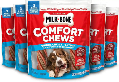 Milk-Bone Comfort Chews, Unique Chewy Texture & Real Beef, 16 Dog Chews | 40.8-Oz. Bag, for Dogs 15-75 Lbs., Rawhide-Free Dog Chews, Made with Real Beef14