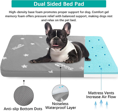 Waterproof Dog Bed for Large/Medium Dog, Memory Foam Dog Beds & Furniture | 38” X 26" X 1.5" for Large Sized Dogs with Anti-Slip & Washable Removable Cover, Soft Flannel Top Pet Beds, Grey7