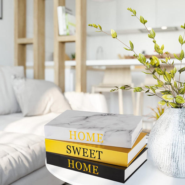Hardcover Book for Decor Set of 3 Stacked Books for Living Room Coffee Table Decorative Faux Books Decor Storage Book Boxes with Stickers (Z108)2
