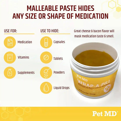 Pet MD Wrap a Pill Cheese & Bacon Flavor Pill Paste for Dogs - 4.2 Oz | Make a Pocket or Pouch to Hide Pills & Medication3