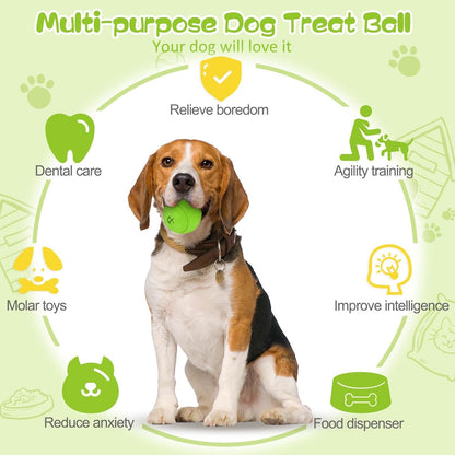 HIPPIH Dog Puzzle Toy 2 Pack, Interactive Dog Toys for Treat Dispensing, Durable Puppy Toys for Teething, Dog Treat Ball for Teeth/Slow Feeder/Iq Training/Playing, Blue-2.75‘’, Green-3.14‘’4