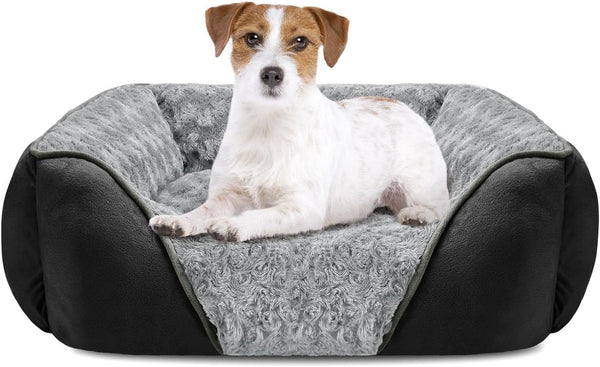 INVENHO Rectangle Washable Orthopedic Dog Bed for Small, Medium and Large Dogs, Soft Calming, Sleeping Puppy Bed Durable Pet Cuddler with Anti-Slip Bottom, S (20"X19"X6")20