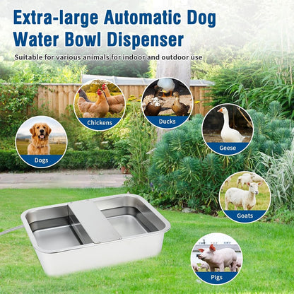 BWOGUE 3 Gal Automatic Dog Water Dispenser, Stainless Steel Bowl for Dogs | Automatic Dog Water Bowl Dispenser, Float Valve Control, Outdoor Use, Easy to Mount & Clean, Large Dogs, Cats, Chickens9