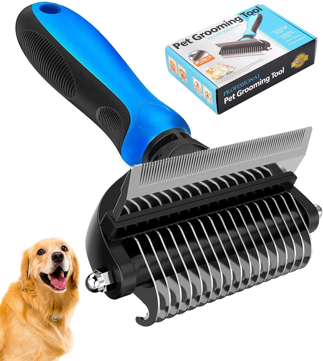 undercoat-rake-for-dogs-2-in-1-dematting-comb-deshedding-tool-for-long-hair-pets-pet-hair-grooming-brush-clear-mats-and-tangles-reduces-shedding-by-95