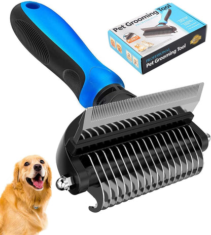 Undercoat Rake for Dogs, 2 in 1 Dematting Comb & Deshedding Tool for Long Hair Pets, Pet Hair Grooming Brush, Clear Mats and Tangles, Reduces Shedding by 95%8