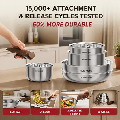 9Pcs Tri-Ply Stainless Steel Cookware Set with Detachable Handle | 9-Piece Pots and Pans Set, Induction Cookware Collection for All Stovetops, Pfas-Free Non-Toxic, Set De Ollas De Cocina4