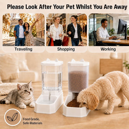 2 in 1 Gravity Pet Food Feeder and Water Dispenser for Cats & Small Dogs | 3.3L Large Capacity, BPA Free Material, Detachable & Dishwasher Safe, No Electrical Power Required6