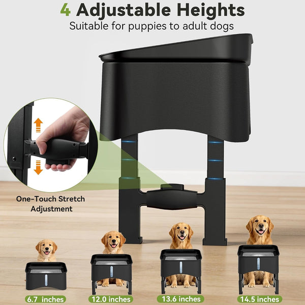 UPSKY 2.9Gal No Spill Dog Water Bowl, 4 Height Adjustable Elevated Bowl with Slow Drinking Feeder for Senior Dogs, Anti-Splash Floating Disk & Filter, Large Capacity for Large Dogs & Multi-Pet Homes3