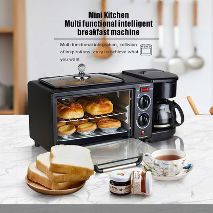 3-In-1 Breakfast Station with Toaster Oven, Coffee Maker, and Griddle, Multifunctional Kitchen Appliance2