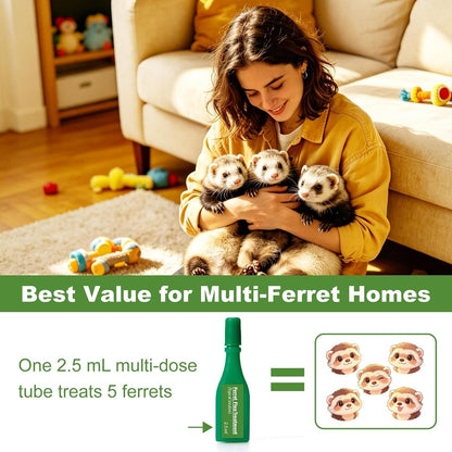 Ferret Flea Prevention, 4-Month Supply (2.5 Ml High-Volume Tube) for Multi-Ferret Households, 1 Lb+ | NDC Non-Nitenpyram Code5
