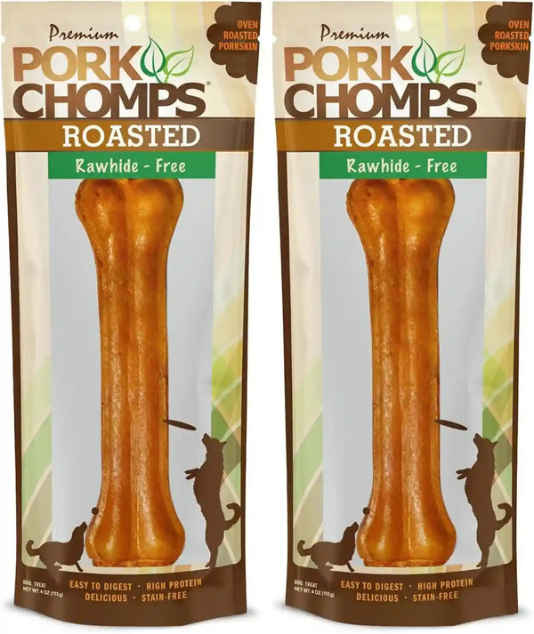 Pork Chomps Roasted Pressed Pork Skin Dog Chews, 4.5-Inch Bone, 2 Count9