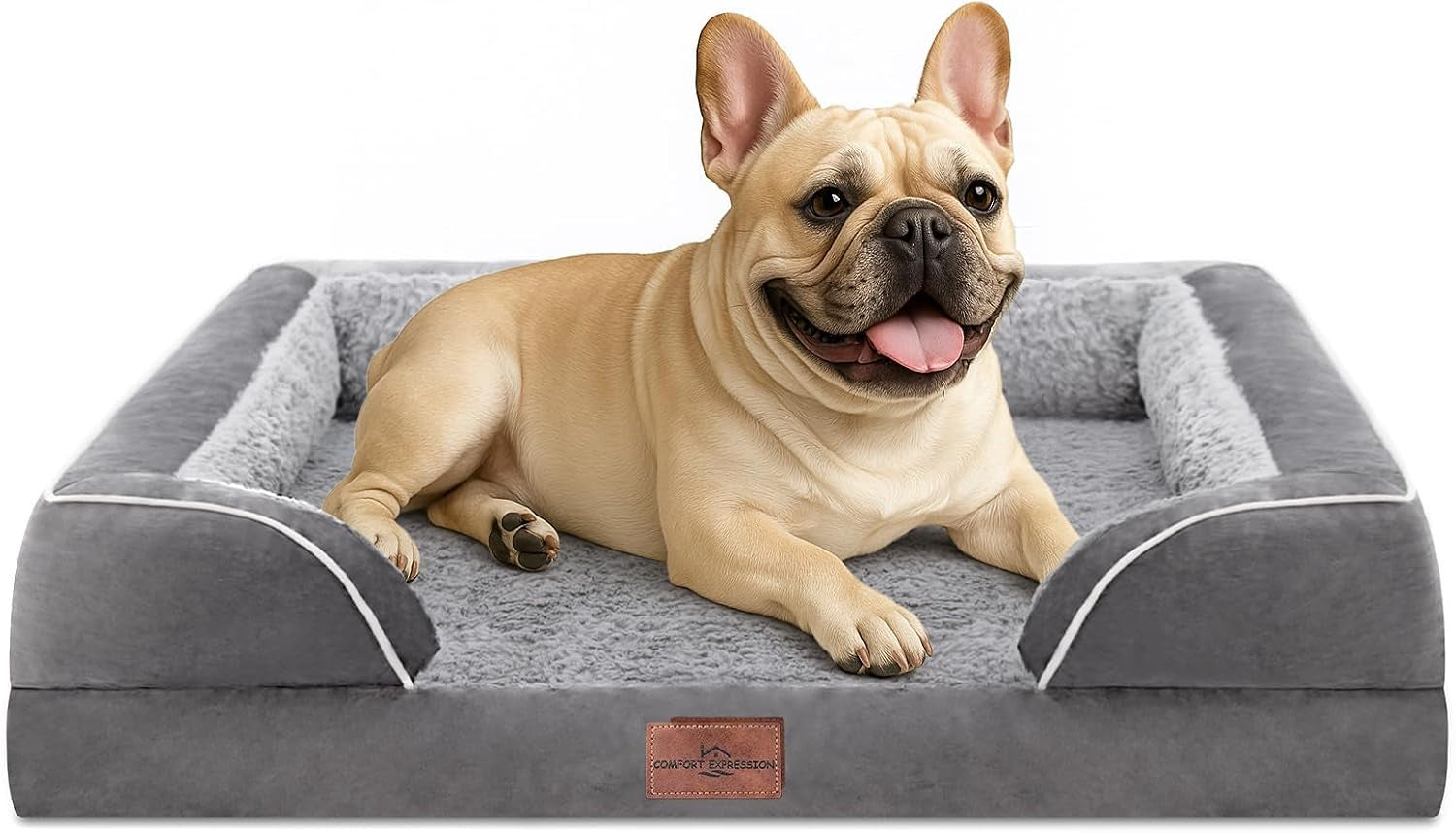 comfort-expression-orthopedic-dog-bed-for-extra-large-dogs-with-bolster-waterproof-dog-couch-bed-with-washable-cover-non-slip-bottom-supportive-egg-crate-foam-xl-pet-bed-42x30-inch