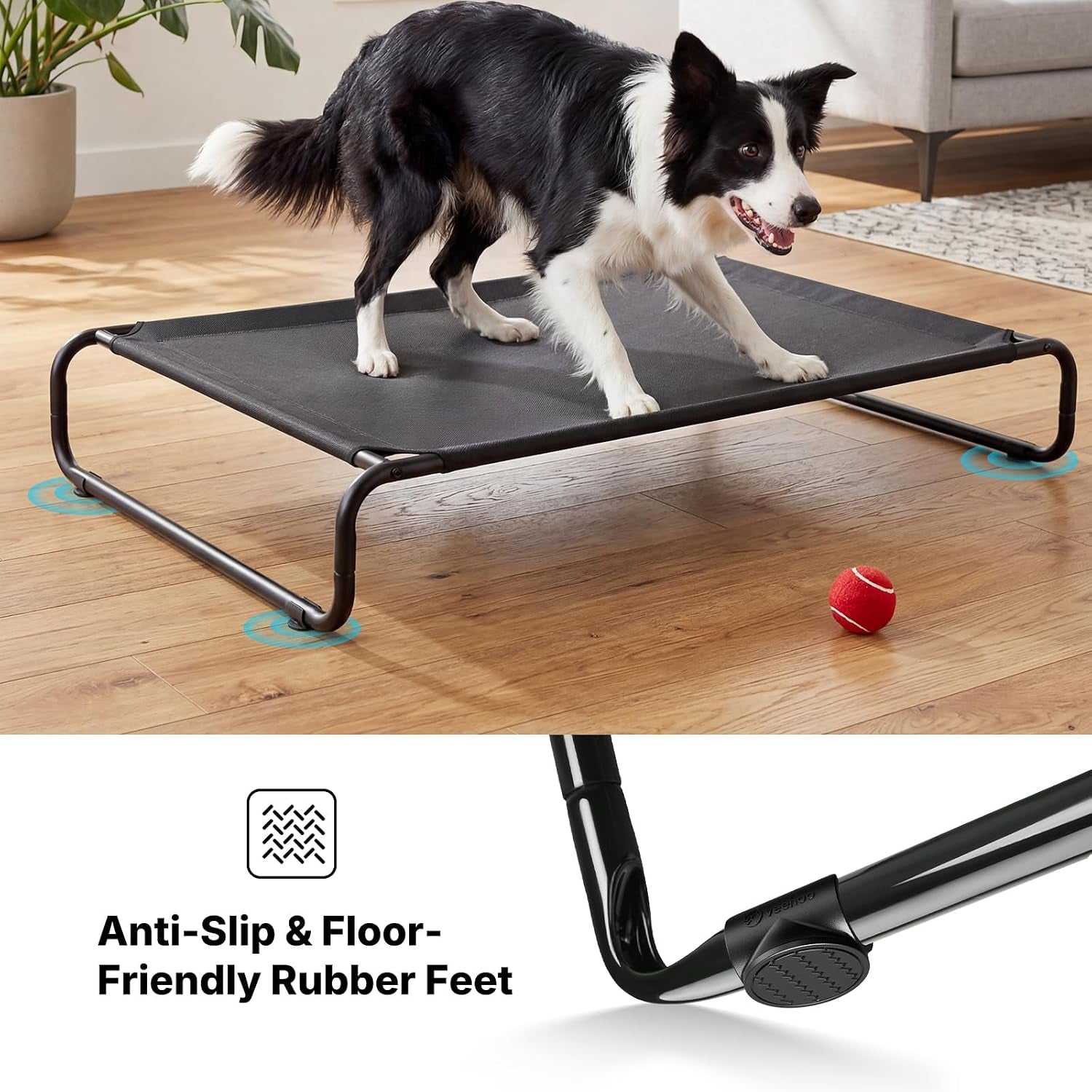 veehoo-cooling-elevated-dog-bed-outdoor-dog-bed-for-large-dogs-raised-dog-cot-with-thickened-frame-durable-teslin-mesh-anti-slip-rubber-feet-pet-hammock-for-indoor-or-camping-41-x-26-black