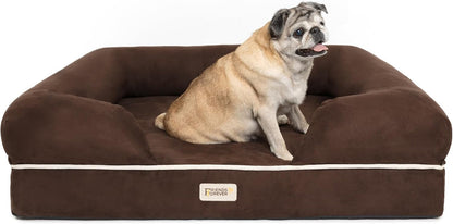 Friends Forever Large Dog Bed Couch, Orthopedic Pet Sofa Memory Foam | Dog Couch with Washable Removable Bed Cover, Non-Slip Bottom, Indoor Calming Chairs Mattress, Chester, Pewter Grey Large22