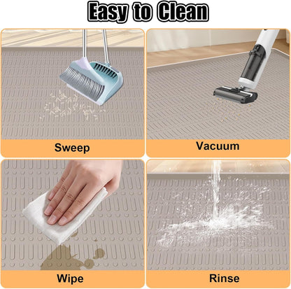 Silicone Cat Litter Mat 47" X 35" Cat Mat for Litter Box, Khaki | Extra Large Cat Litter Trapping Mat for Floor, Waterproof, Non-Slip Kitty Litter Box Mat with Raised Edge, Easy to Clean7