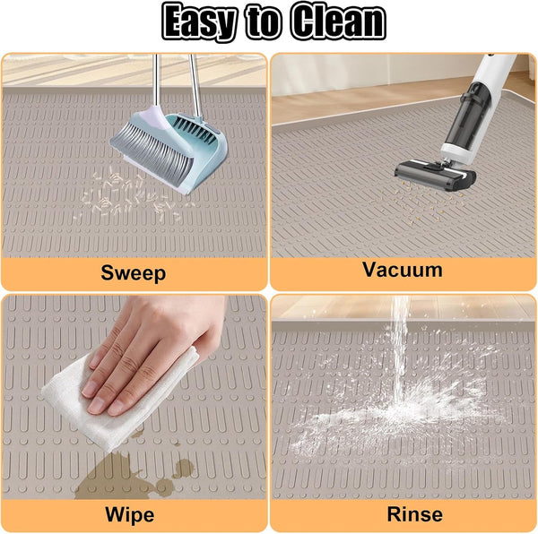 Silicone Cat Litter Mat 47" X 35" Cat Mat for Litter Box, Khaki | Extra Large Cat Litter Trapping Mat for Floor, Waterproof, Non-Slip Kitty Litter Box Mat with Raised Edge, Easy to Clean7