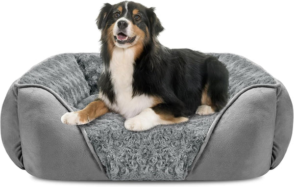 INVENHO Rectangle Washable Orthopedic Dog Bed for Small, Medium and Large Dogs, Soft Calming, Sleeping Puppy Bed Durable Pet Cuddler with Anti-Slip Bottom, S (20"X19"X6")28