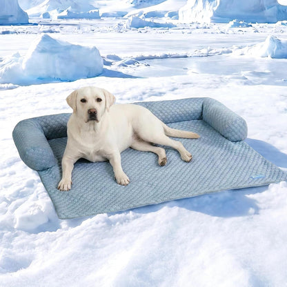 Spark Paws Cooling Couch Cover Dog Bed, Furniture Protector Mat, Non-Toxic Washable Pet Cooling Pad for Large & Small Dog - Hearts Blue - Size M27