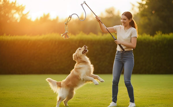 Flirt Pole for Dogs Interactive Chase Toy for Large Medium Small Puppy Dogs | for Chase and Tug of War, Dog Teaser Wand with Lure, Chewing Toy, for Outdoor Exercise & Training,Easy to Use,Carry, Sturdy5