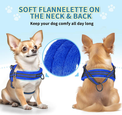 Lukovee No Pull Dog Harness and Leash Set, Soft Padded Small Dog Harness, Neck & Chest Adjustable Reflective Vest Puppy Harness with 4Ft Lightweight Anti-Twist Dog Leash for Small Dogs (XS, Blue)5
