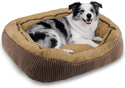 Washable Dog Bed for Small Medium Sized Dogs, Rectangle Small Puppy Cat Dog Beds, Orthopedic Pet Bed, Soft Breathable Calming Pet Sofa Bed Anti-Anxiety with Anti-Slip Buttom, S(20"X19"X6")12