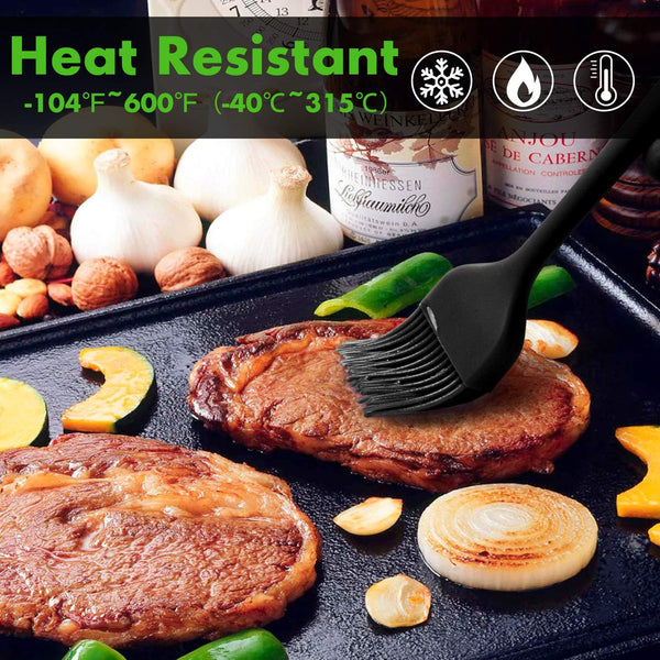 600℉ Heat Resistasnt Basting Brushes, BPA Free Silicone Pastry Brush, Spread Oil Butter Sauce Marinades for BBQ Grill Barbecue Baking Kitchen Cooking Dishwasher Safe (Black 2)5