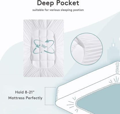 Mattress Topper Queen,Extra Thick Mattress Pad Cover for Back Pain,Cooling Mattress Protector with 8-21 Inch Deep Pocket,Overfilled down Alternative Filling3