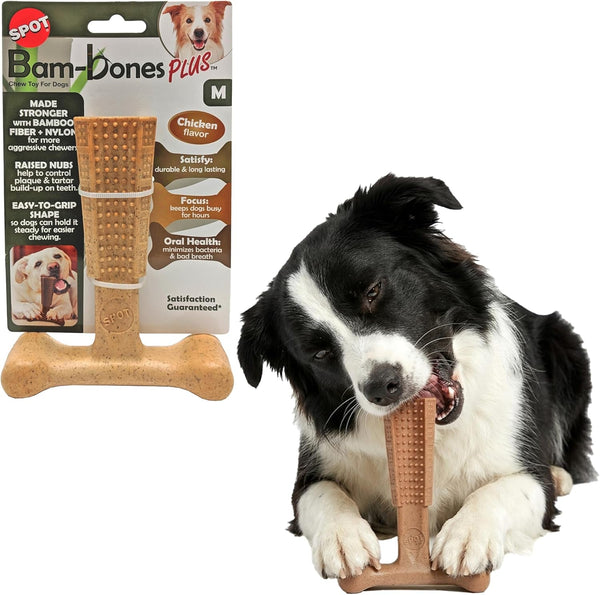 SPOT Bam-Bones plus T Bone – Bamboo Fiber & Nylon Dog Chew Toy for Moderate to Aggressive Chewers, Durable Long Lasting & Non-Splintering, Beef Flavor Toy for Adult Dogs & Puppies under 60 Lbs, 6 In26