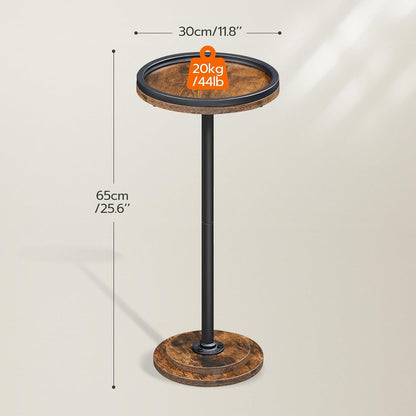 Small round Side Table, Drink Table, Coffee Martini Table with Pedestal Accent for Small Spaces in Living Room, Bedroom, Sofa Couch, Rustic Brown BF168BZ013