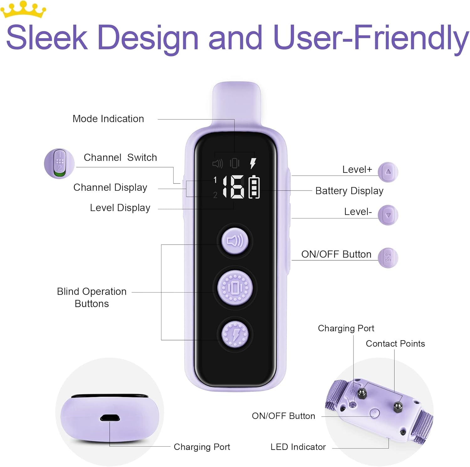 bousnic-dog-shock-collar-for-2-dogs-8-120lbs-waterproof-rechargeable-electric-dog-training-collar-with-remote-for-small-medium-large-dogs-with-beep-vibration-safe-shock-modespurple