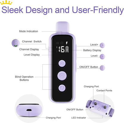 Bousnic Dog Shock Collar for 2 Dogs - (8-120Lbs) Waterproof Rechargeable Electric Dog Training Collar with Remote for Small Medium Large Dogs with Beep Vibration Safe Shock Modes(Purple)6
