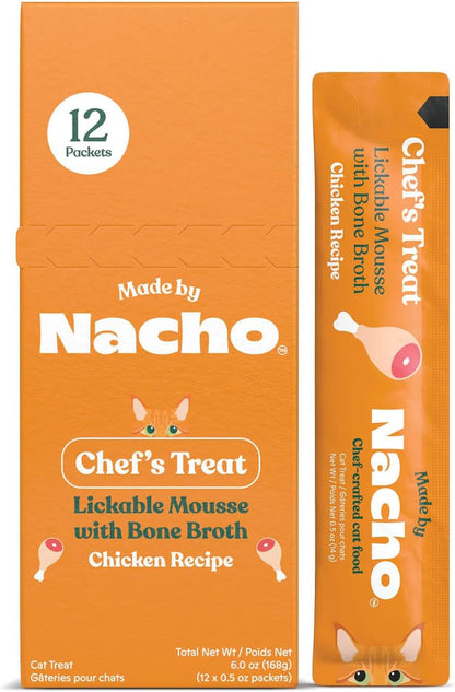 Made by Nacho Lickable Cat Treats Mousse Tubes 12 Count with Bone Broth Chicken Recipe (.5 Oz) No Grains, Corn, Wheat or Soy1