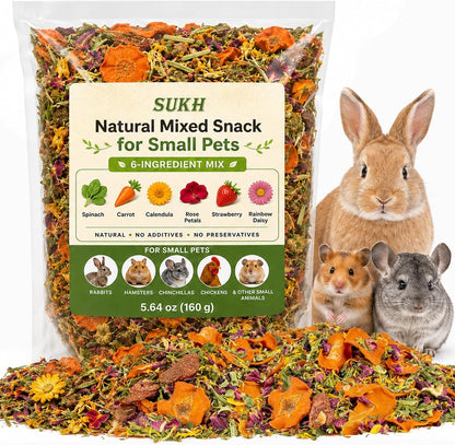 Sukh 5.64Oz Natural Botanical Rabbit Treats for Guinea Pig & Hamster | 160G Healthy Natural Mixed Freeze Dried Vegetable,Flower & Fruit Hamster Treat for Bunny,Guinea Pig,Hamster,Chinchilla,Gerbil1