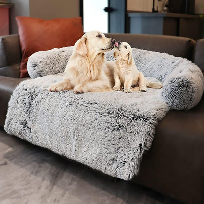 Calming Dogs/Cats Bed Mats, Dog Pad Washable Removable Couch Cover, Plush Long Fur Mat for Pets, Waterproof Lining, Perfect for Small, Medium and Large Dogs and Cats (Gradient Gray, 36"X31")39