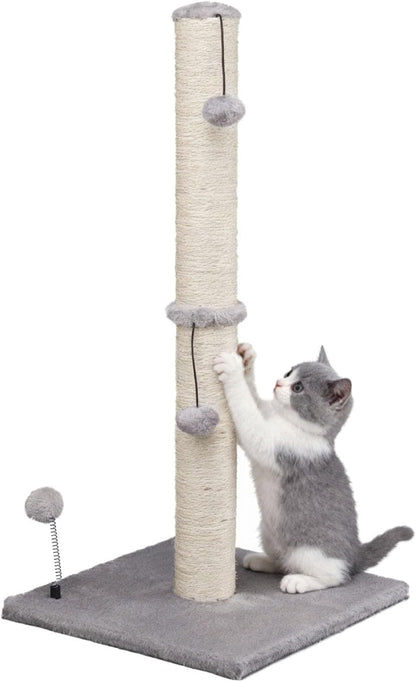 MECOOL Cat Scratching Post Premium Basics Kitten Scratcher Sisal Scratch Posts with Hanging Ball 22In for Kittens or Smaller Cats (22 Inches for Kitten, Beige)13