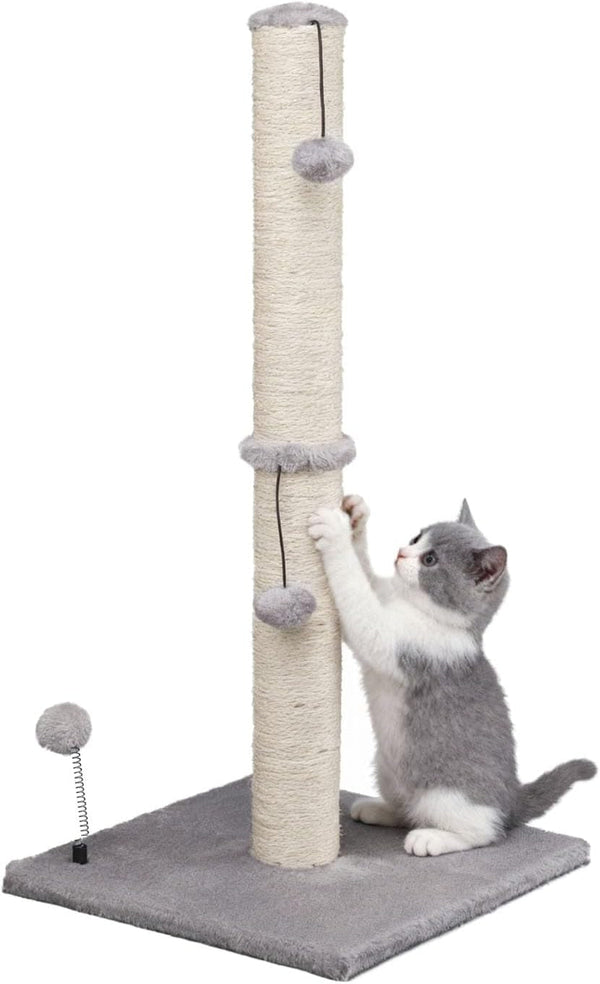 MECOOL Cat Scratching Post Premium Basics Kitten Scratcher Sisal Scratch Posts with Hanging Ball 22In for Kittens or Smaller Cats (22 Inches for Kitten, Beige)13