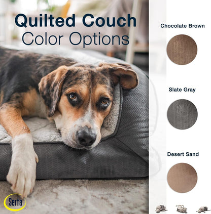 Serta Orthopedic Supportive Foam Quilted Couch Dog Bed with Soft Bolsters (Slate Gray) X-Large6