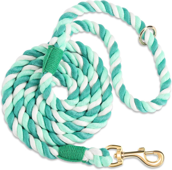 5 FT Handmade Rope Dog Leash for Small Medium and Large Dogs | Soft and Comfortable Grip, New Golden Heavy Duty Metal Clasp, Colorful Macaron11