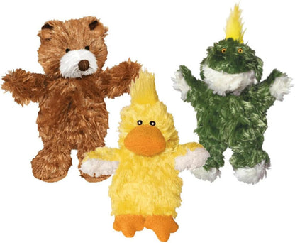 KONG Low Stuffing with Squeaker Dog Toy, X-Small, 3 Animals, Bear, Duck, Frog1