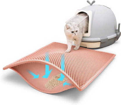 Pieviev Cat Litter Mat Double Layer Waterproof Urine Proof Trapping Mat 1 Pack (Gray, 24X15 Inch (Pack of 1)) | Honeycomb Design Catches Scattered Particles to Stop Tracking, Urineproof Base Protects Floors, Easy to Clean13