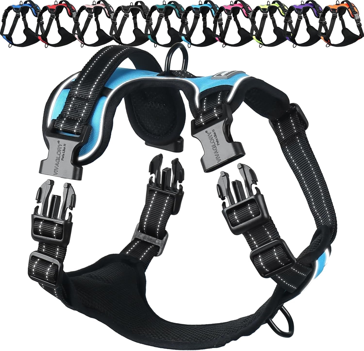 vivaglory-no-pull-dog-harness-vest-harness-l-orange-patterned-with-handle-front-and-back-clip-for-training-pulling-no-pull-escape-proof-padded-adjustable-for-pet-puppy