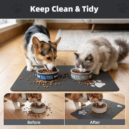 PADOOR Pet Feeding Mat-Absorbent Dog Mat for Food and Water Bowl-No Stains Easy Clean Dog Food Mat-Quick Dry Water Dispenser-Puppy Supplies Accessories3