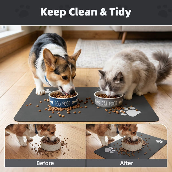 PADOOR Pet Feeding Mat-Absorbent Dog Mat for Food and Water Bowl-No Stains Easy Clean Dog Food Mat-Quick Dry Water Dispenser-Puppy Supplies Accessories3
