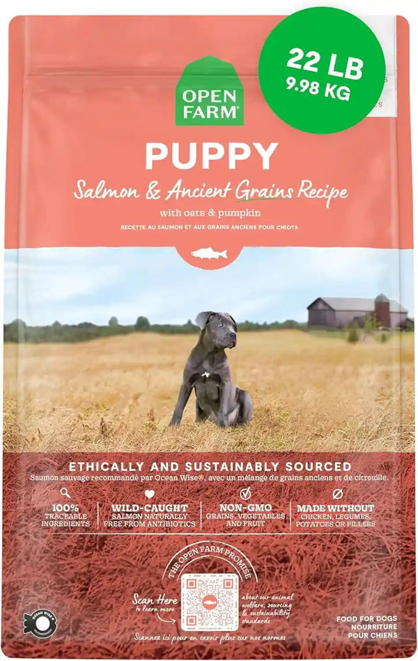 Open Farm Ancient Grains Dry Puppy Food, Chicken & Salmon Kibble, 4Lb Bag | All Puppies, All Breed Sizes, Protein-Rich & Nutrient Dense, 100% Traceable Ingredients, Non-Gmo Fruits & Veggies.10