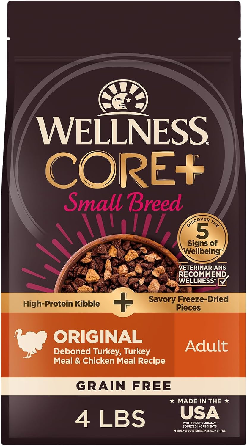 wellness-core-small-breed-adult-dry-dog-food-with-freeze-dried-pieces-grain-free-kibble-natural-high-protein-turkey-and-chicken-recipe-4-lb-bag