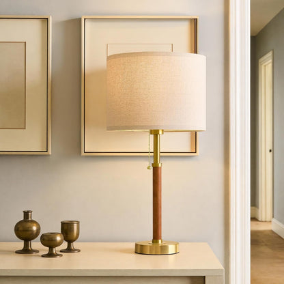 22" Wood Table Lamps Mid Century Modern Lamp for Bedroom Living Room | Bedside Lamps for Night Stands Nightstand Lamp with Pull Chain Gold Small Side End Table Lamps Set of 2 Vintage Deco Gifts7