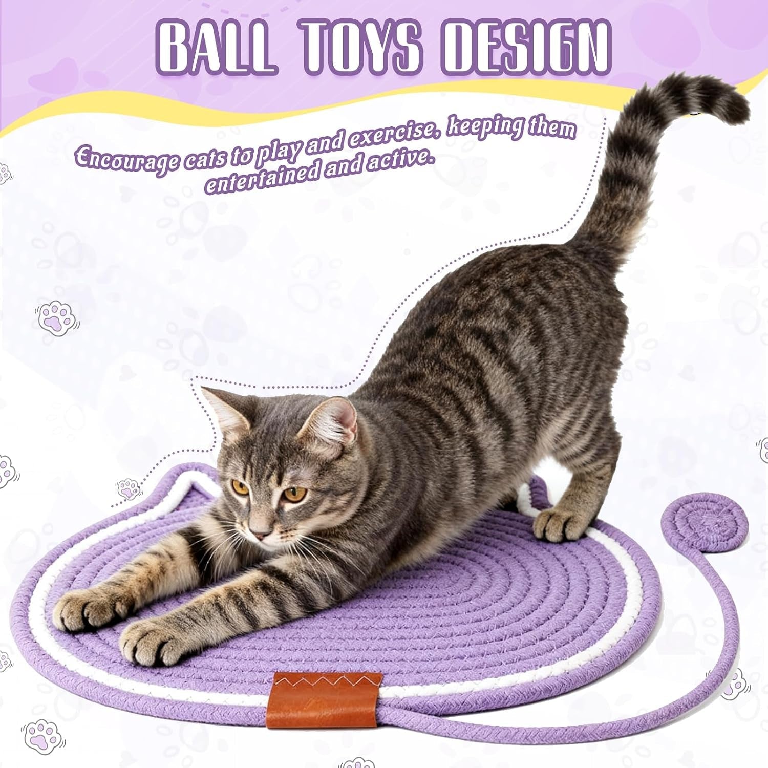 2-pc-cat-scratcher-mat-natural-cotton-rope-oval-horizontal-scratch-pad-11x13-7-with-dangling-ball-toy-cat-ear-design-furniture-protector-for-floor-wall-durable-handmade-balck-2-pc