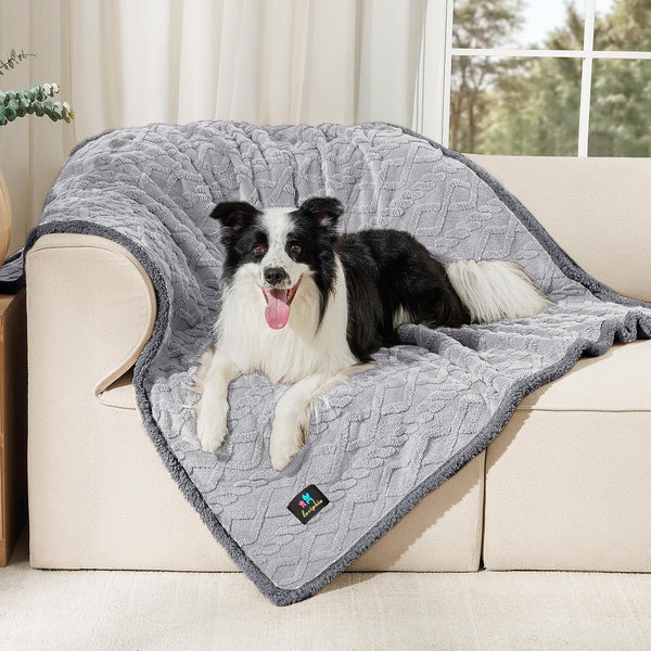 Luciphia Waterproof Pet Blanket, Liquid Pee Proof Dog Blankets for Sofa Bed Couch, Reversible Sherpa Fleece Furniture Protector Cover for Small Medium Large Dogs Cats,Khaki Small（40" X 28"）25